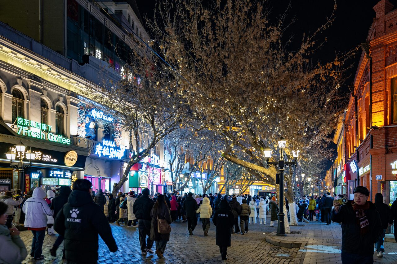 Jiefangbei pedestrian zone and Liberation Monument at the heart of downtown Chongqing.