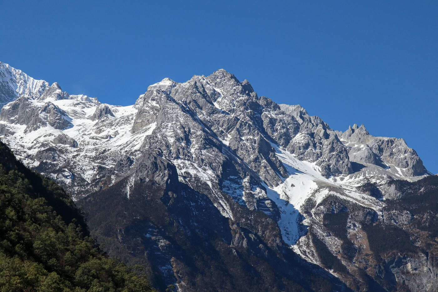 The glacier and upper slopes of Jade Dragon Snow Mountain reached by the Big Cable Car, Yunnan.