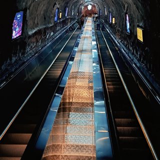 The seven-section escalators bored through the inside of Tianmen Mountain.