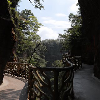 The Guigu cliff-hugging plank walk on the west line of Tianmen Mountain.
